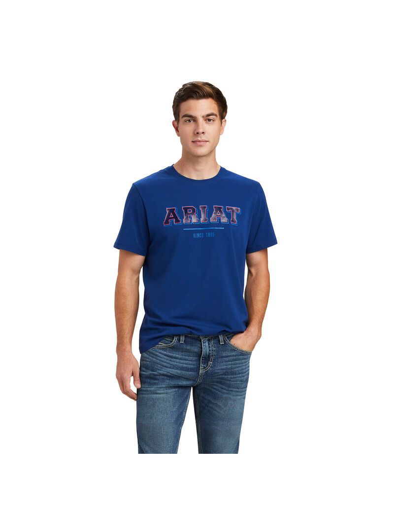 Chemises Ariat Varsity Bleu Homme | IAZ-28437306