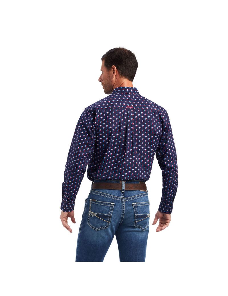 Chemises De Costume Ariat Nosson Classiche Fit Bleu Homme | HVT-33075195