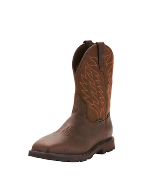 Bottes Imperméables Ariat Groundbreaker Larges Square Embout Steel Embout Travail Marron Foncé Homme | RFV-95645753