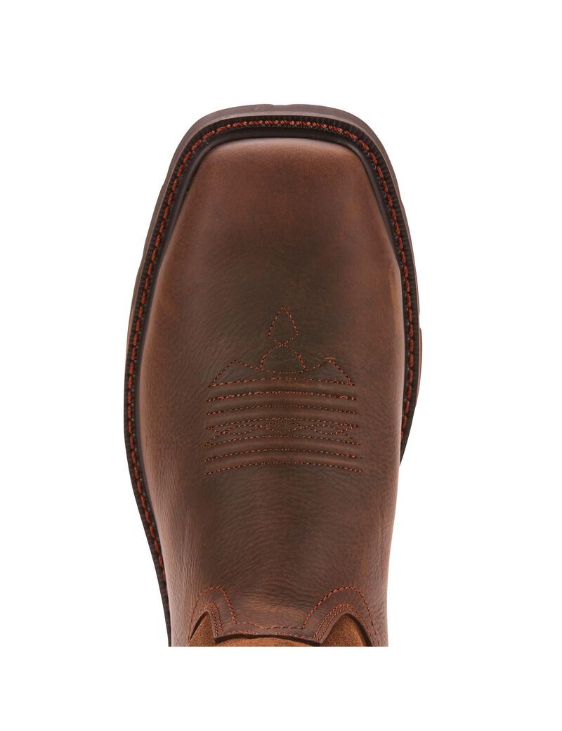 Bottes Imperméables Ariat Groundbreaker Larges Square Embout Steel Embout Travail Marron Foncé Homme | RFV-95645753