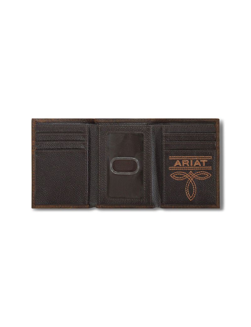 Portefeuilles Ariat Mexico logo trifold Marron Homme | GON-10741825