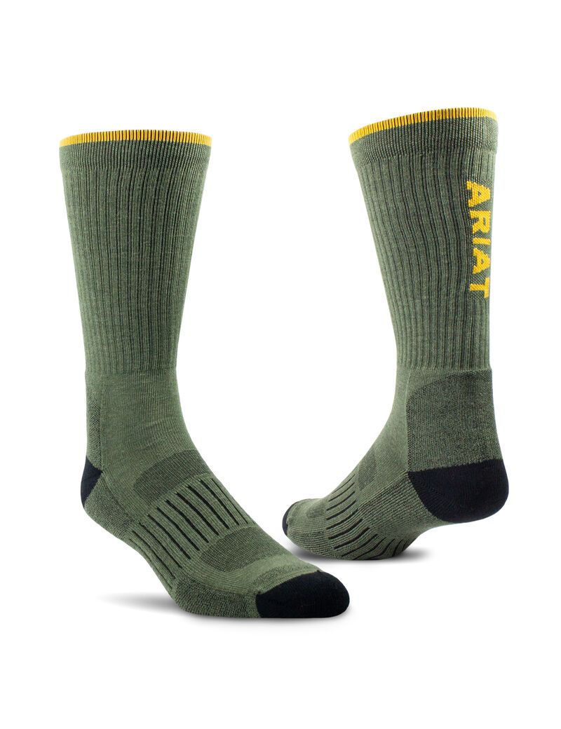 Chaussettes Ariat High Performance Tek Travail 2PCS Vert Olive Homme | ABL-55685949