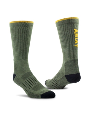 Chaussettes Ariat High Performance Tek Travail 2PCS Vert Olive Homme | ABL-55685949