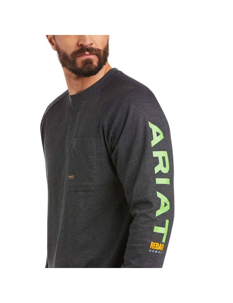 Vêtements De Travail Ariat Rebar Coton Strong Graphique T Shirts Grise Vert Clair Homme | AXI-26710187