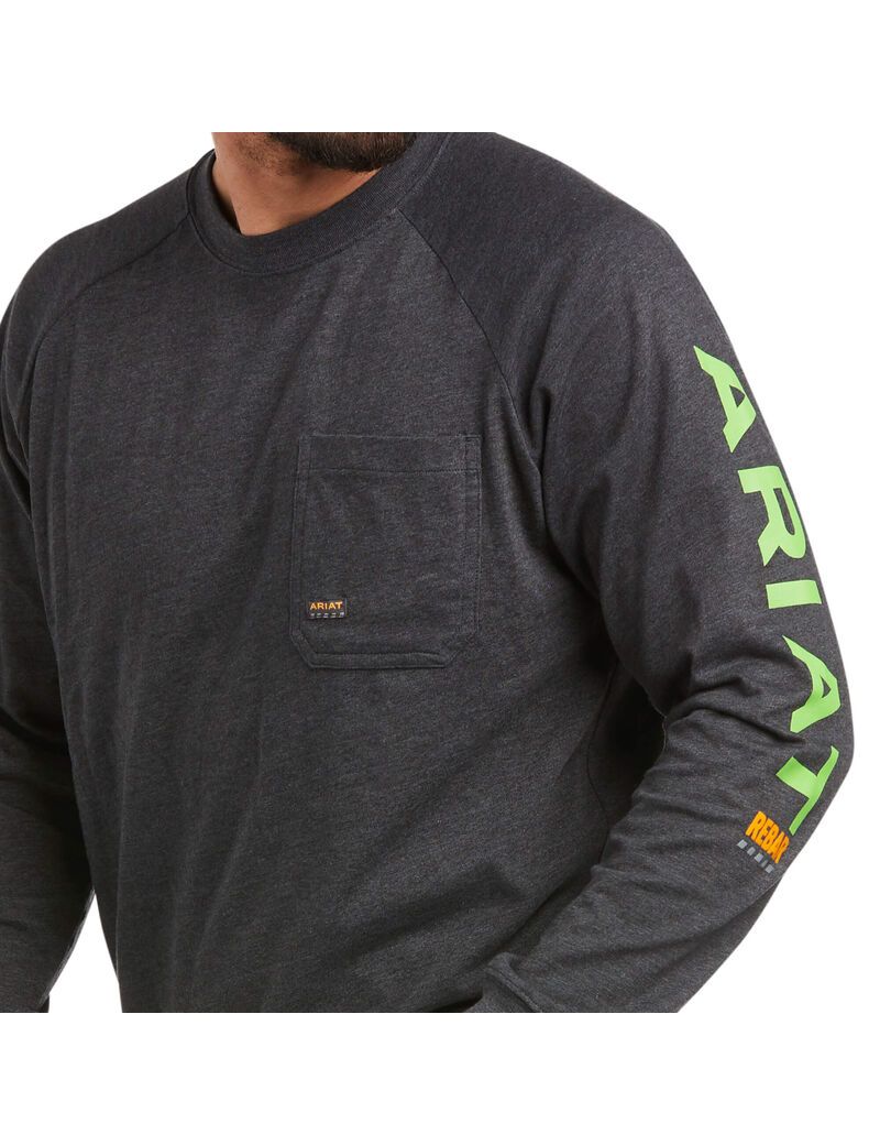 Vêtements De Travail Ariat Rebar Coton Strong Graphique T Shirts Grise Vert Clair Homme | AXI-26710187