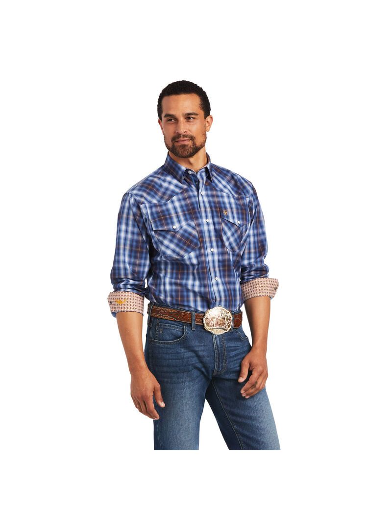 Chemises De Costume Ariat Relentless Inexorable Stretch Classiche Fit Snap Bleu Homme | OWG-38743975