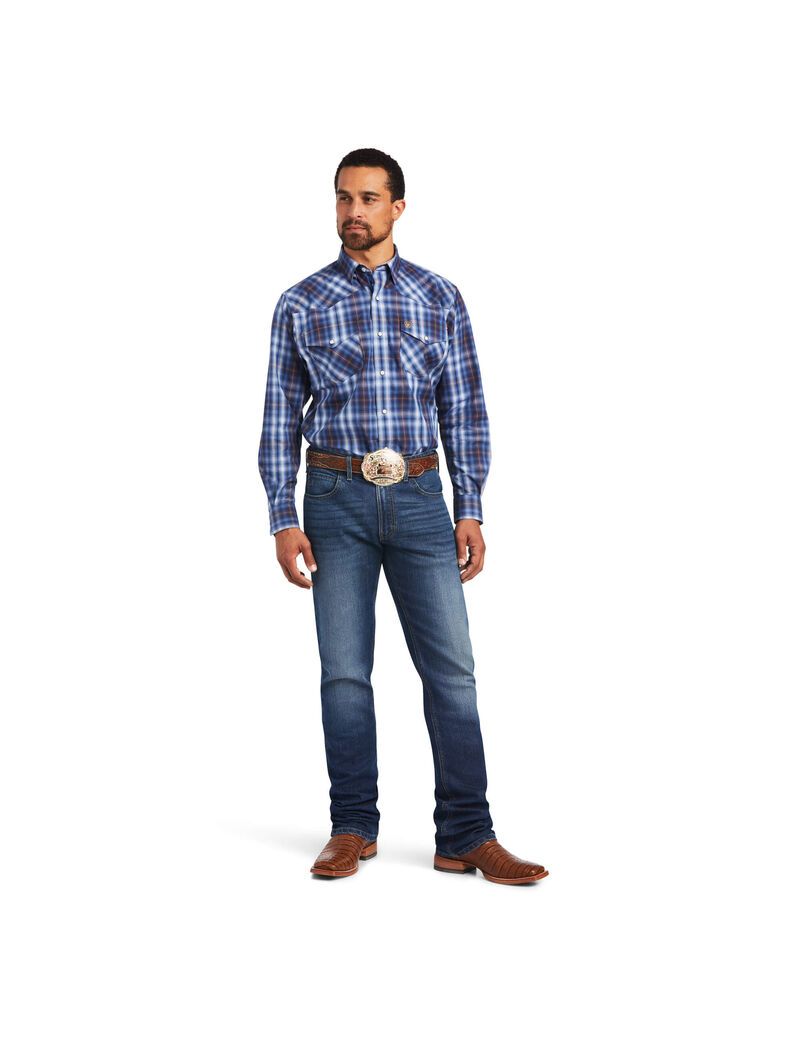 Chemises De Costume Ariat Relentless Inexorable Stretch Classiche Fit Snap Bleu Homme | OWG-38743975