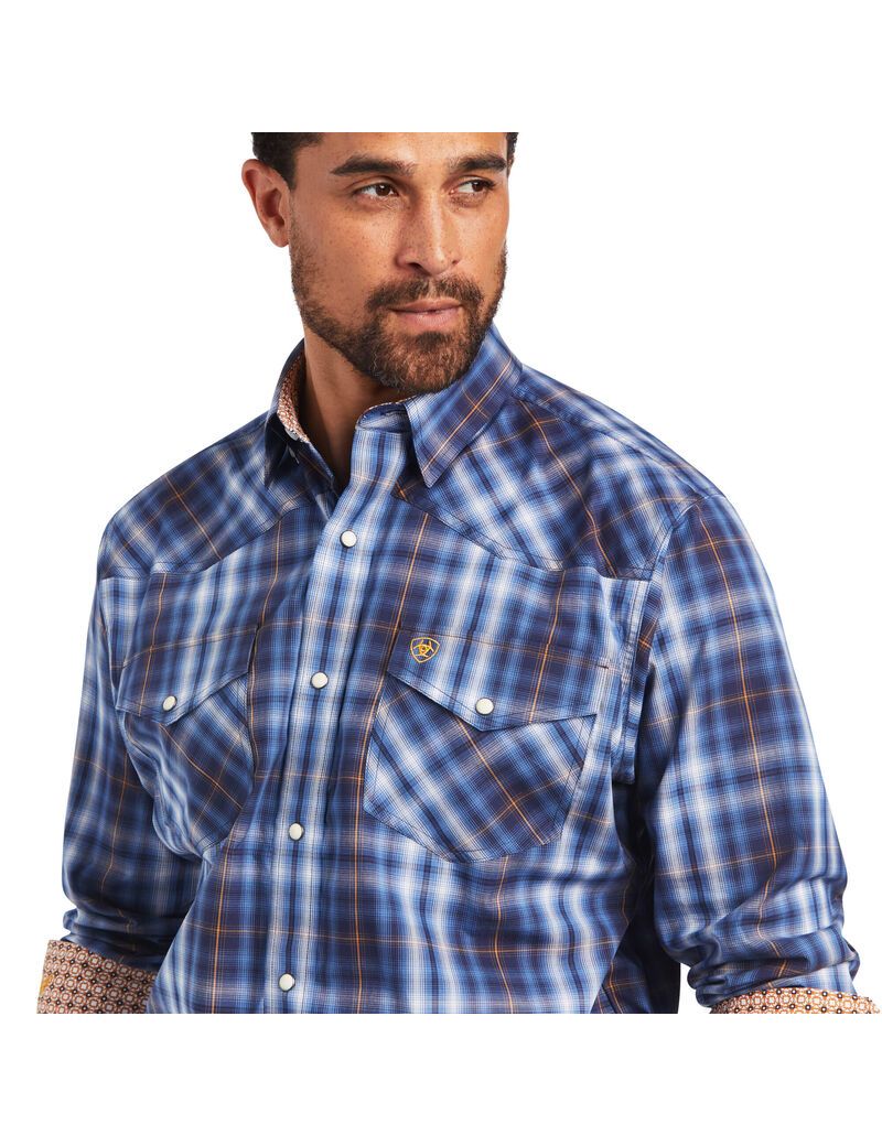 Chemises De Costume Ariat Relentless Inexorable Stretch Classiche Fit Snap Bleu Homme | OWG-38743975