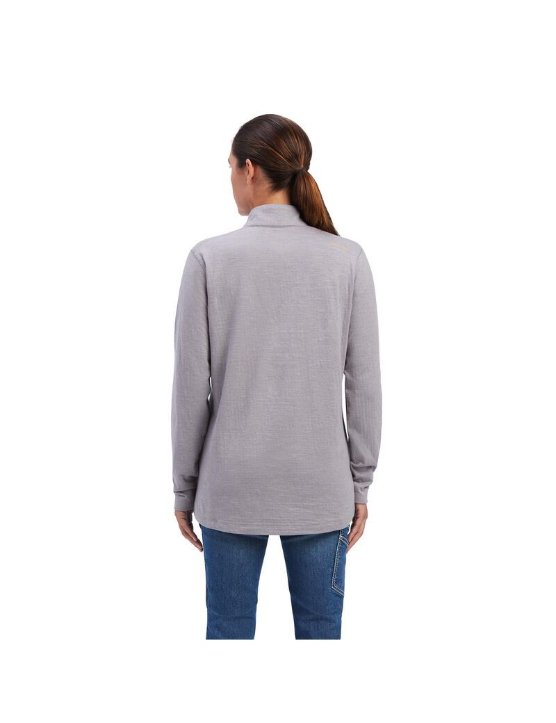 Vêtements De Travail Ariat Rebar Foundation 1/4 Zip Shirts Grise Femme | TMY-42285832