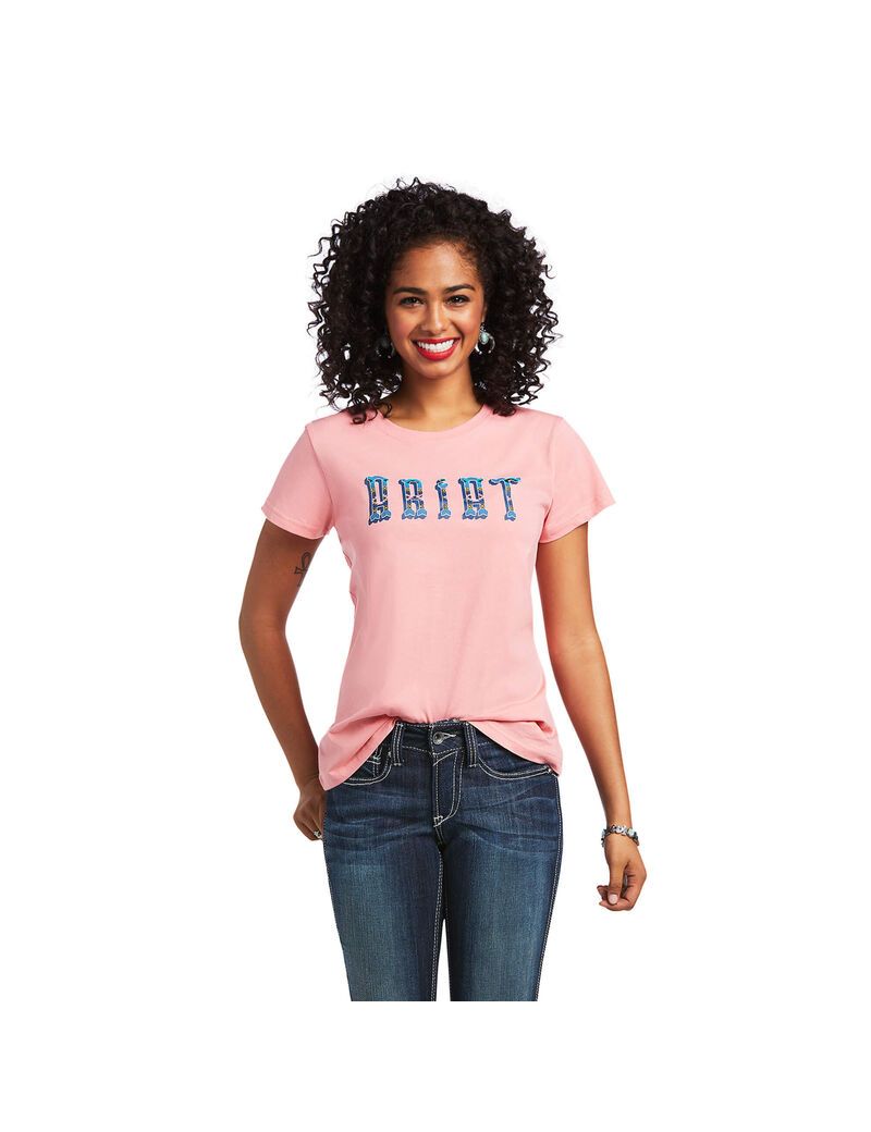 Hauts Ariat REAL Kinship Tee Corail Femme | GBS-56626458