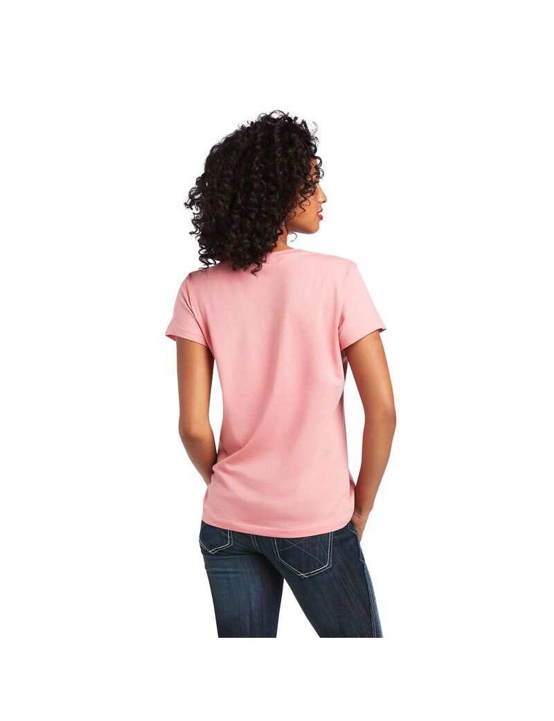 Hauts Ariat REAL Kinship Tee Corail Femme | GBS-56626458