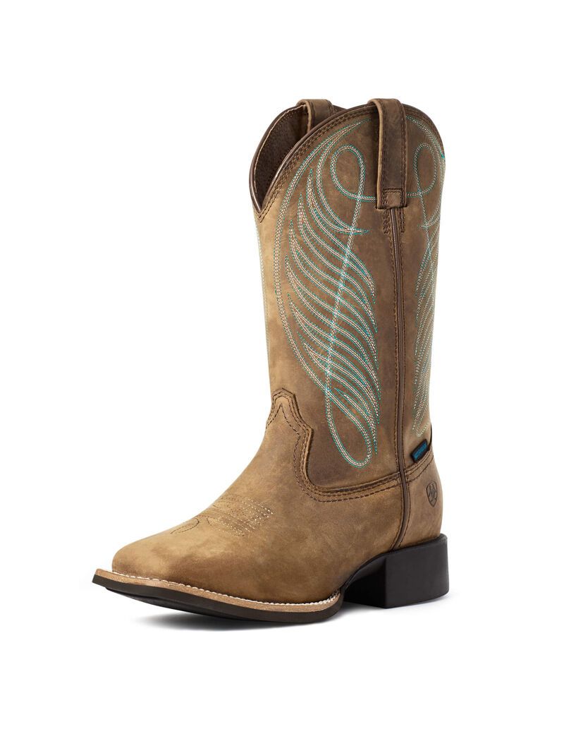 Bottes Imperméables Ariat Round Up Larges Square Embout Western Marron Femme | BZL-87898871