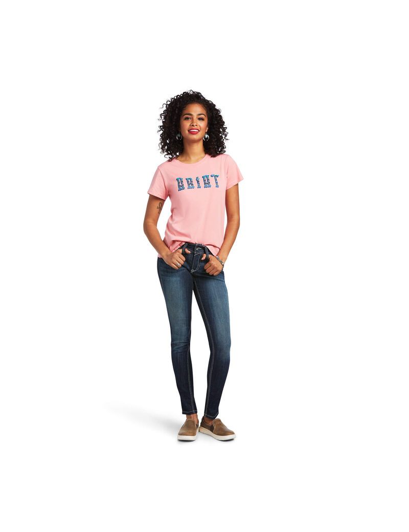 Hauts Ariat REAL Kinship Tee Corail Femme | GBS-56626458