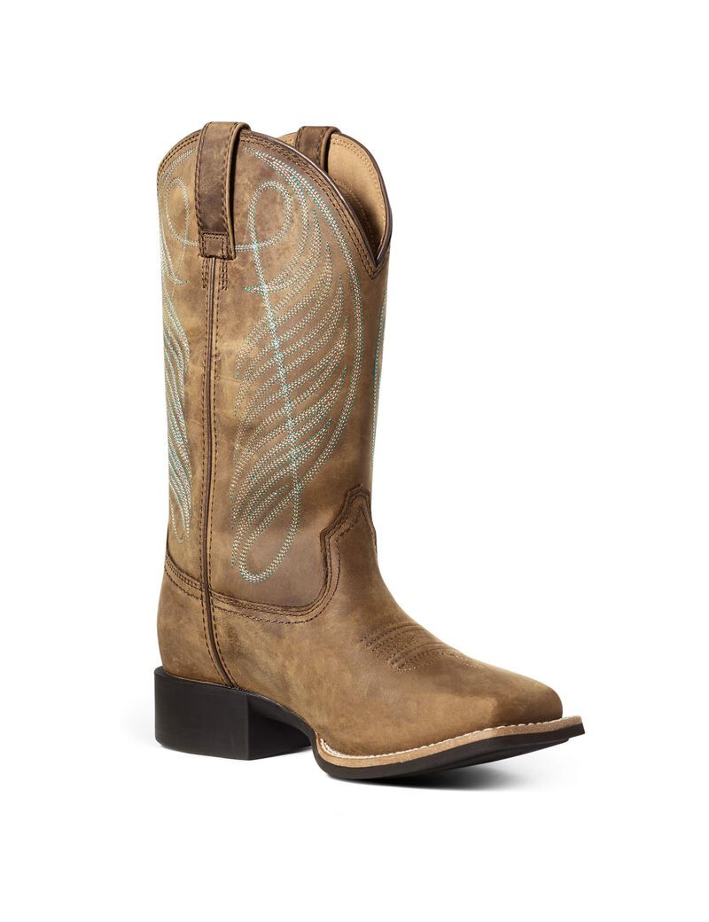 Bottes Imperméables Ariat Round Up Larges Square Embout Western Marron Femme | BZL-87898871