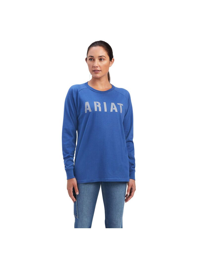 Vêtements De Travail Ariat Rebar CottonStrong Block T Shirts Bleu Marine Femme | FLK-43357330