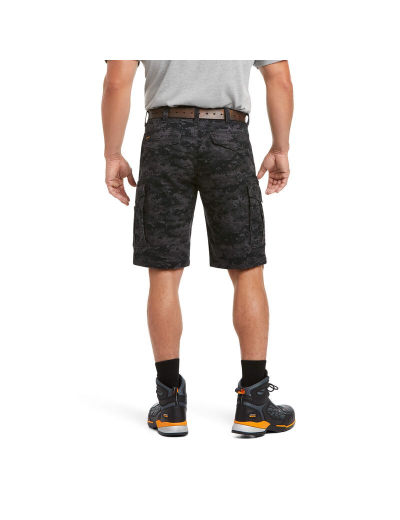 Shorts Ariat Rebar DuraStretch Made Tough Cargo Noir Camouflage Homme | TBR-36918885