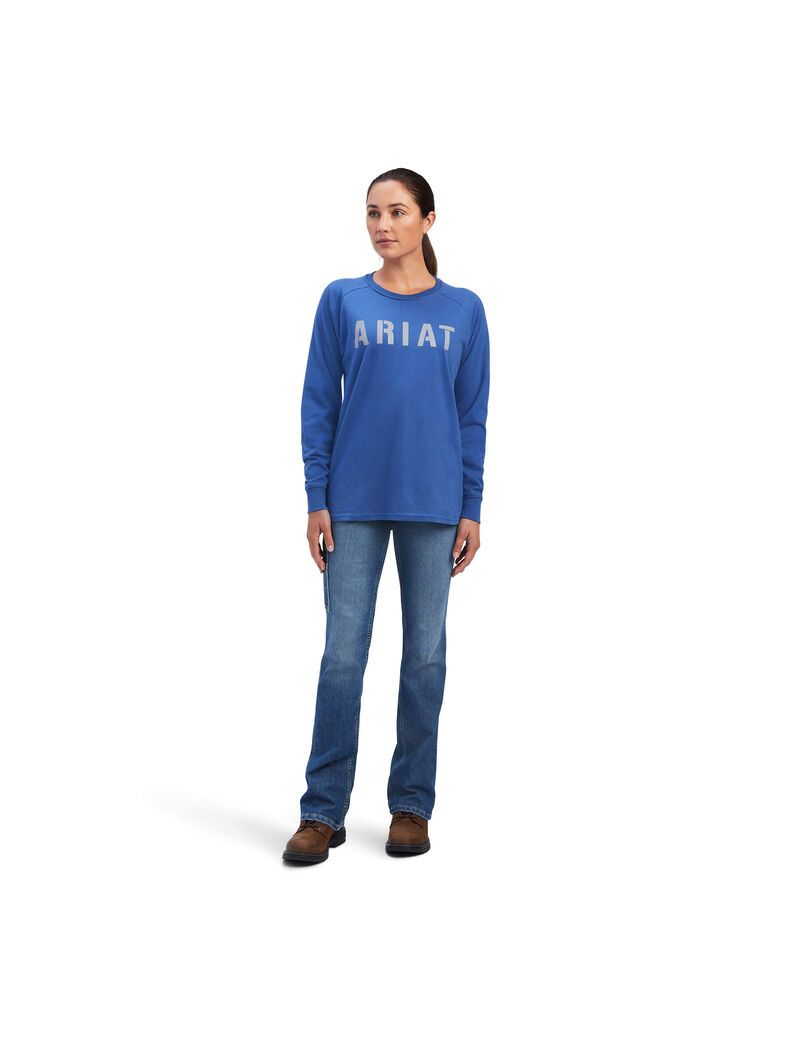 Vêtements De Travail Ariat Rebar CottonStrong Block T Shirts Bleu Marine Femme | FLK-43357330