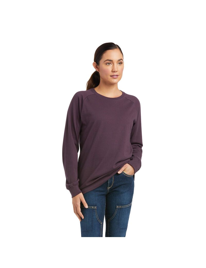 Vêtements De Travail Ariat Rebar CottonStrong Brand Flag T Shirts Violette Femme | APH-70902630