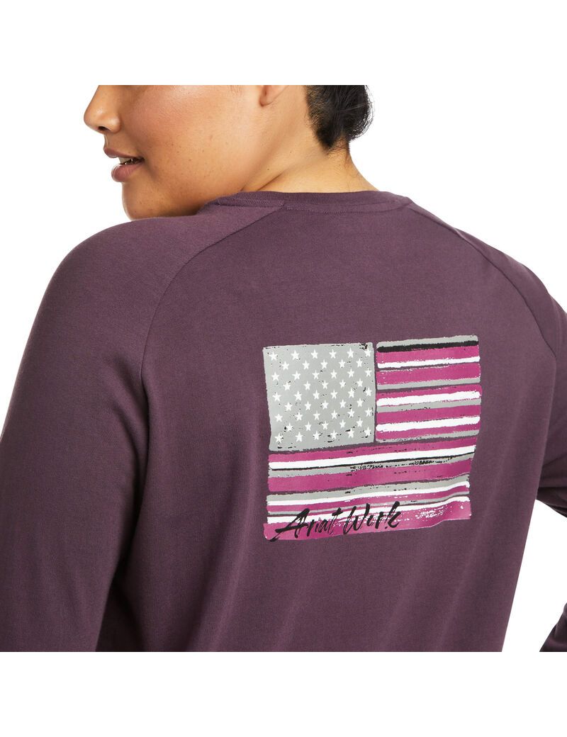 Vêtements De Travail Ariat Rebar CottonStrong Brand Flag T Shirts Violette Femme | APH-70902630