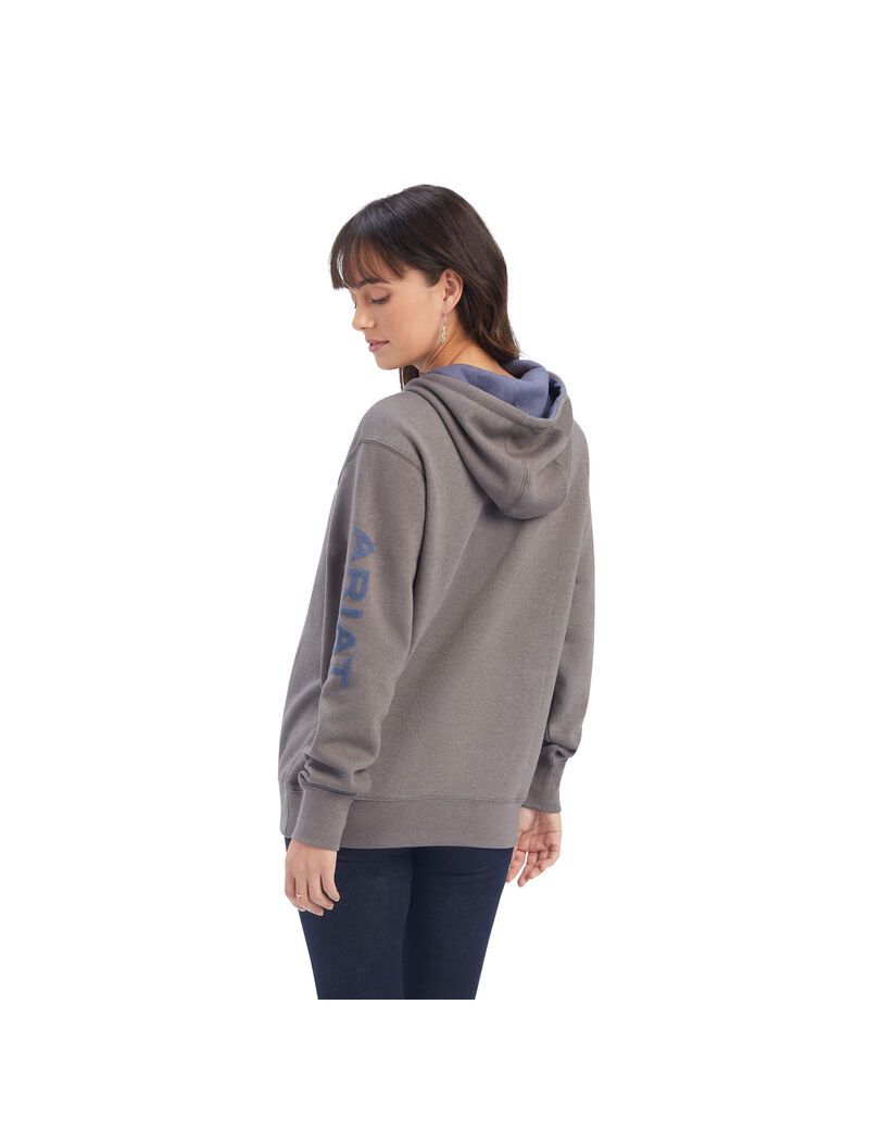 Sweat à Capuche Ariat REAL Arm Logo Grise Femme | ZFP-68546002