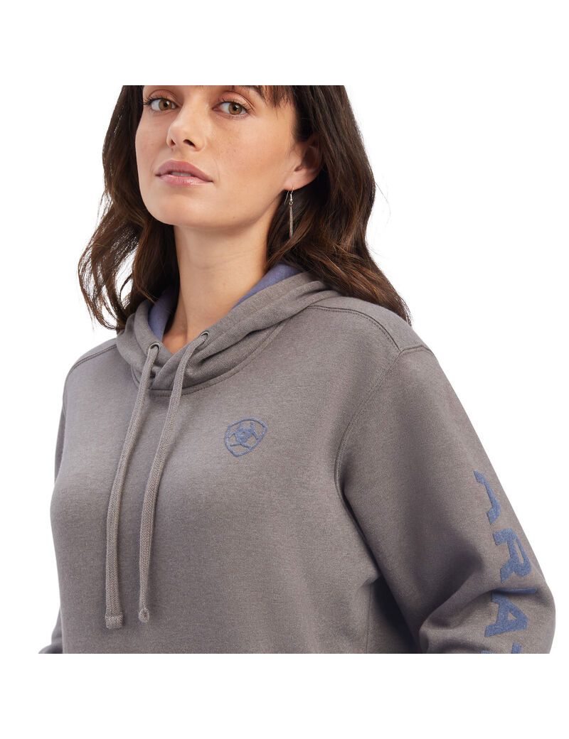 Sweat à Capuche Ariat REAL Arm Logo Grise Femme | ZFP-68546002