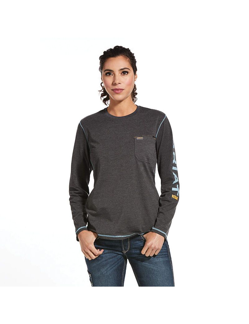 Vêtements De Travail Ariat Rebar Workman Logo T Shirts Grise Femme | THF-02685089