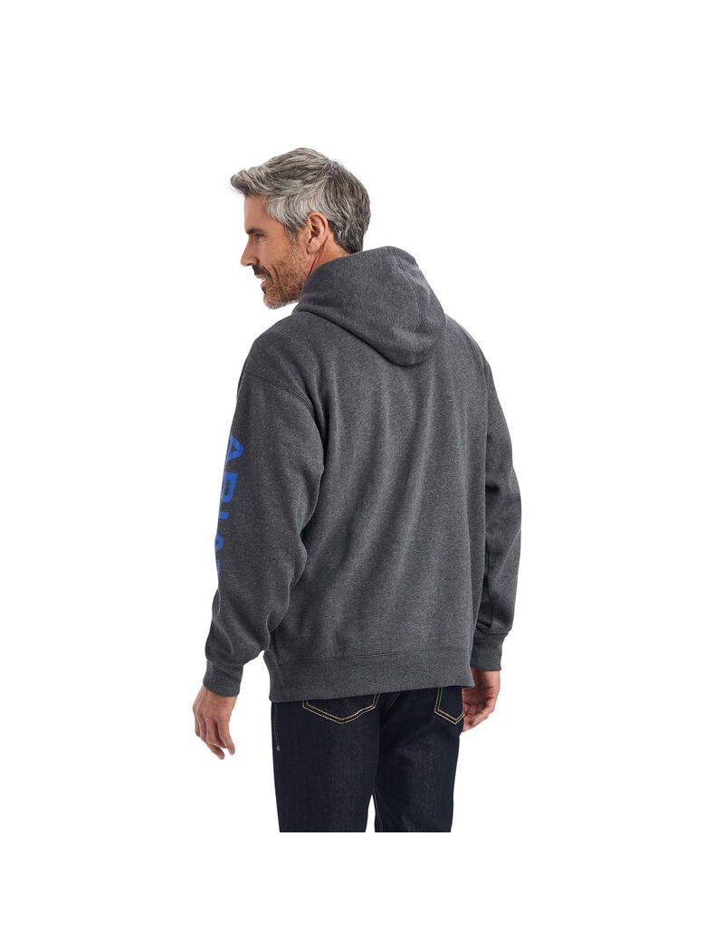 Sweat à Capuche Ariat Logo Grise Homme | LJG-10095681