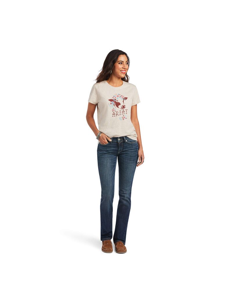 Hauts Ariat REAL Moo Tee Marron Femme | SZP-28346271