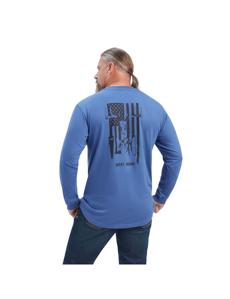 Vêtements De Travail Ariat Rebar Outdoor Graphique T Shirts Bleu Marine Homme | UJV-12651043