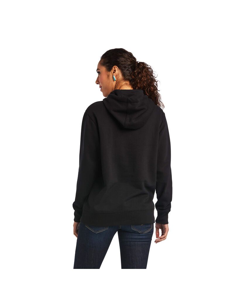 Sweat à Capuche Ariat Mexico Noir Femme | HMO-11640876