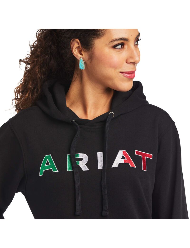 Sweat à Capuche Ariat Mexico Noir Femme | HMO-11640876