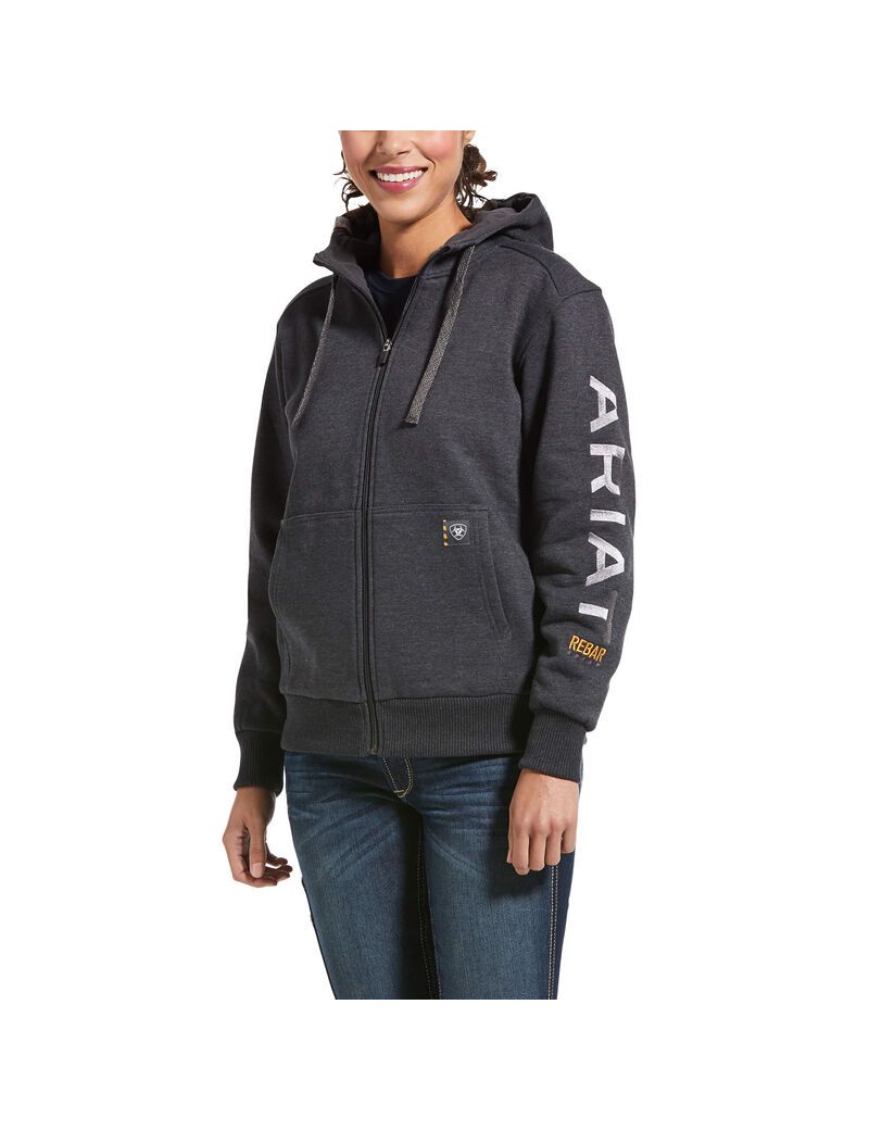 Sweat à Capuche Ariat Rebar All-Weather Full Zip Grise Femme | OYO-18352602