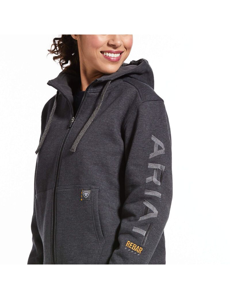 Sweat à Capuche Ariat Rebar All-Weather Full Zip Grise Femme | OYO-18352602