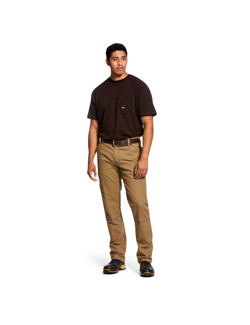 Pantalon Ariat Rebar M4 Low Rise DuraStretch Made Tough Double Front Stackable Droit Leg Kaki Homme | PPL-17727650