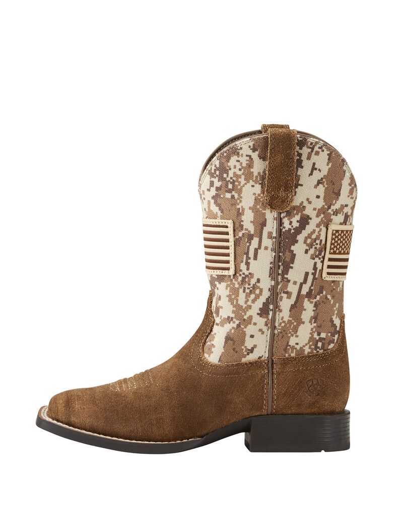 Bottes Western Ariat Patriot Beige Marron Camouflage Enfant | NIK-66150754