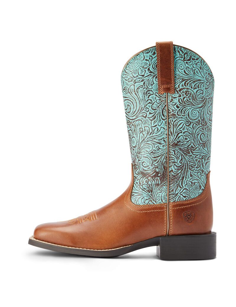 Bottes Western Ariat Round Up Larges Square Embout Marron Femme | HMH-10113076