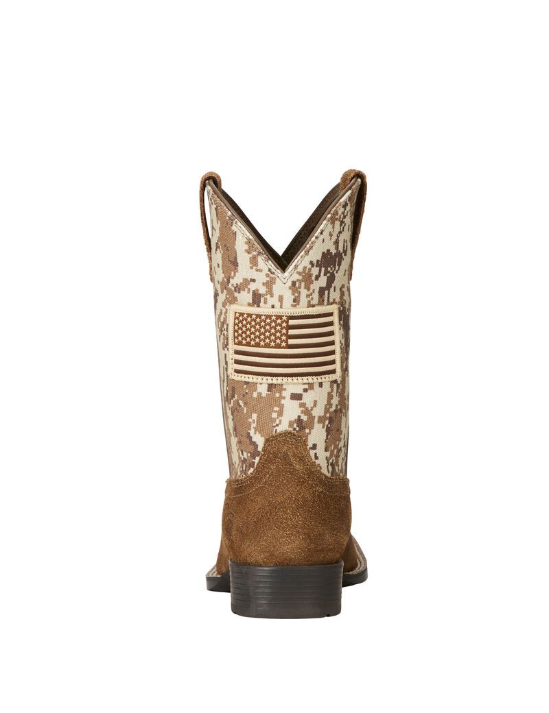 Bottes Western Ariat Patriot Beige Marron Camouflage Enfant | NIK-66150754