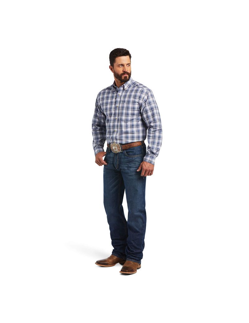 Chemises De Costume Ariat Pro Series Bennett Classiche Fit Grise Foncé Bleu Homme | WIA-05377244