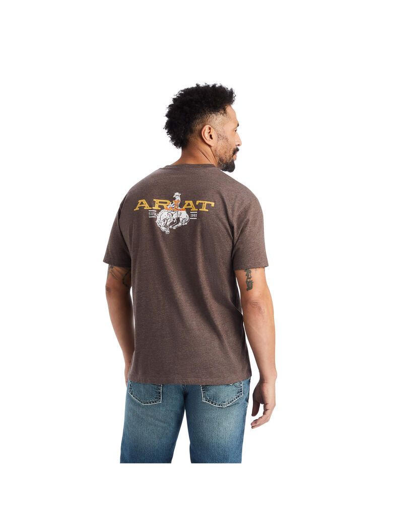 T Shirts Ariat Bronc Buster Marron Homme | BHL-81406274