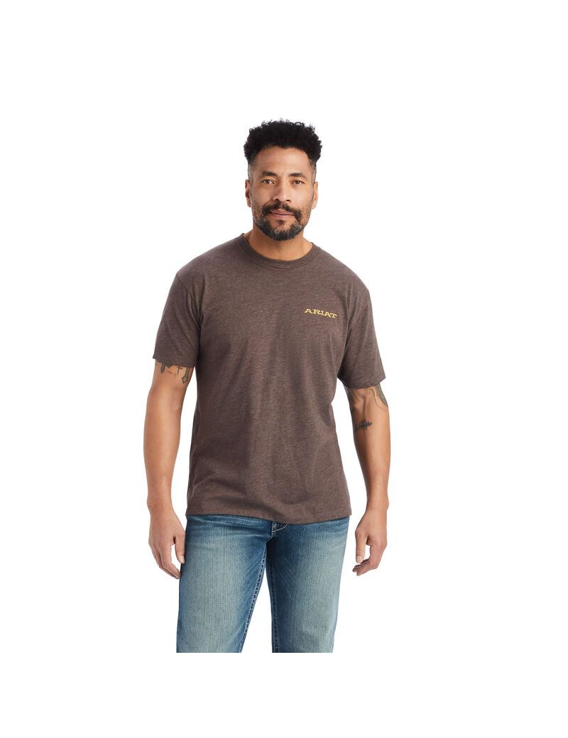 T Shirts Ariat Bronc Buster Marron Homme | BHL-81406274