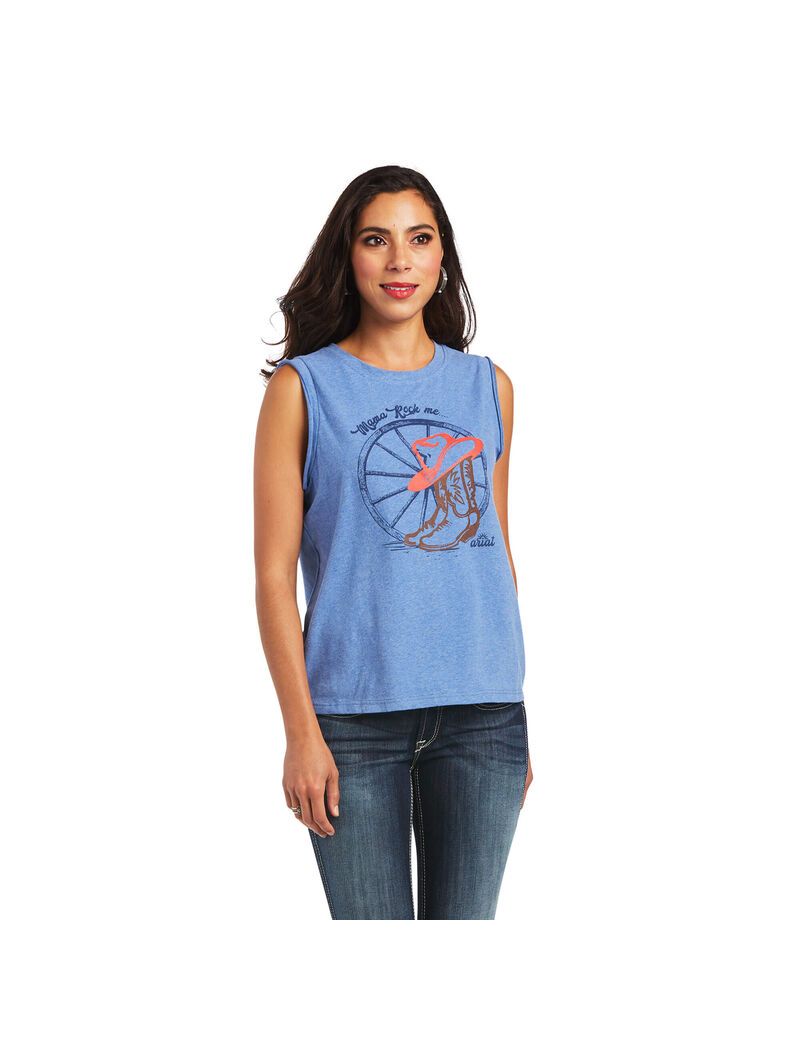 Hauts Ariat Mama Tee Bleu Femme | IFC-57700062