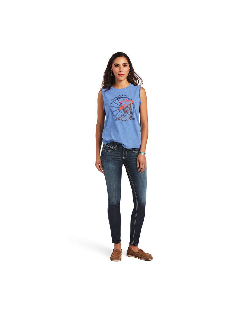 Hauts Ariat Mama Tee Bleu Femme | IFC-57700062