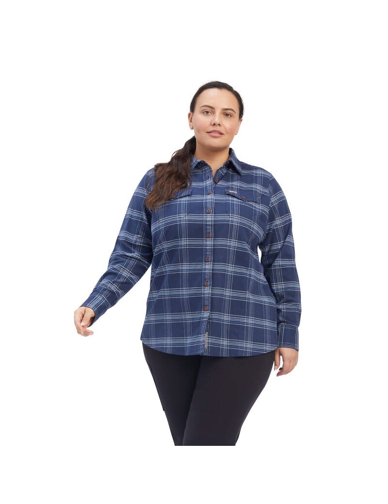 Vêtements De Travail Ariat Rebar Flannel DuraStretch Travail Shirts Bleu Marine Femme | CFC-07222469