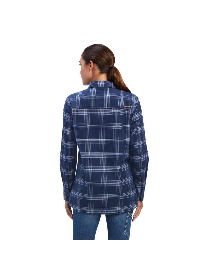 Vêtements De Travail Ariat Rebar Flannel DuraStretch Travail Shirts Bleu Marine Femme | CFC-07222469