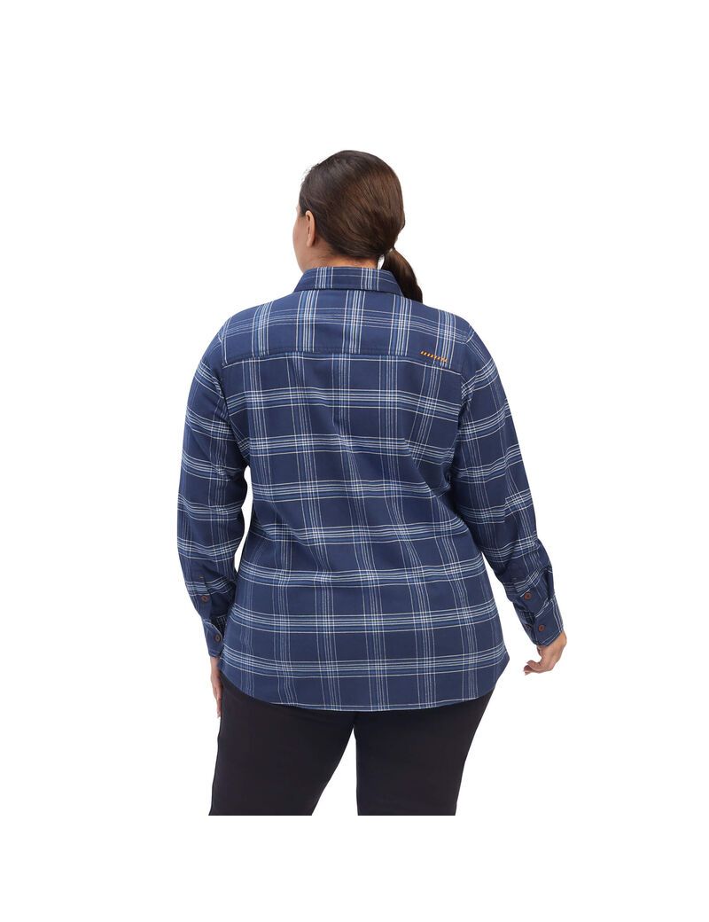 Vêtements De Travail Ariat Rebar Flannel DuraStretch Travail Shirts Bleu Marine Femme | CFC-07222469