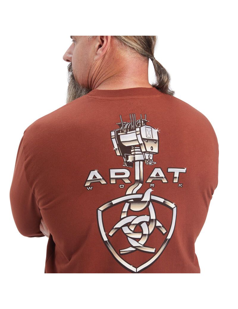 Vêtements De Travail Ariat Rebar Heavy Lifting T Shirts Rose Homme | FRA-44201578