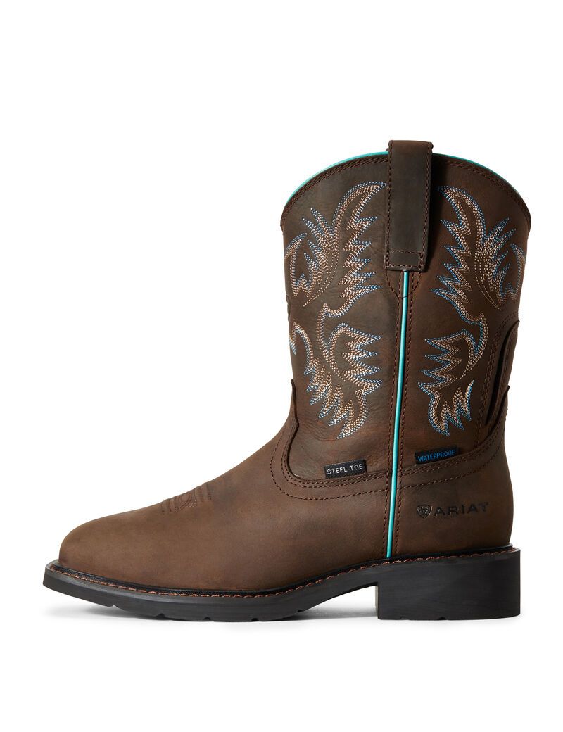 Bottes de Travail Ariat Krista Imperméables Steel Embout Marron Foncé Femme | AHA-87215014