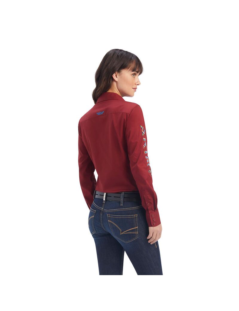 Hauts Ariat Team Kirby Stretch Rouge Foncé Femme | BCL-66120240