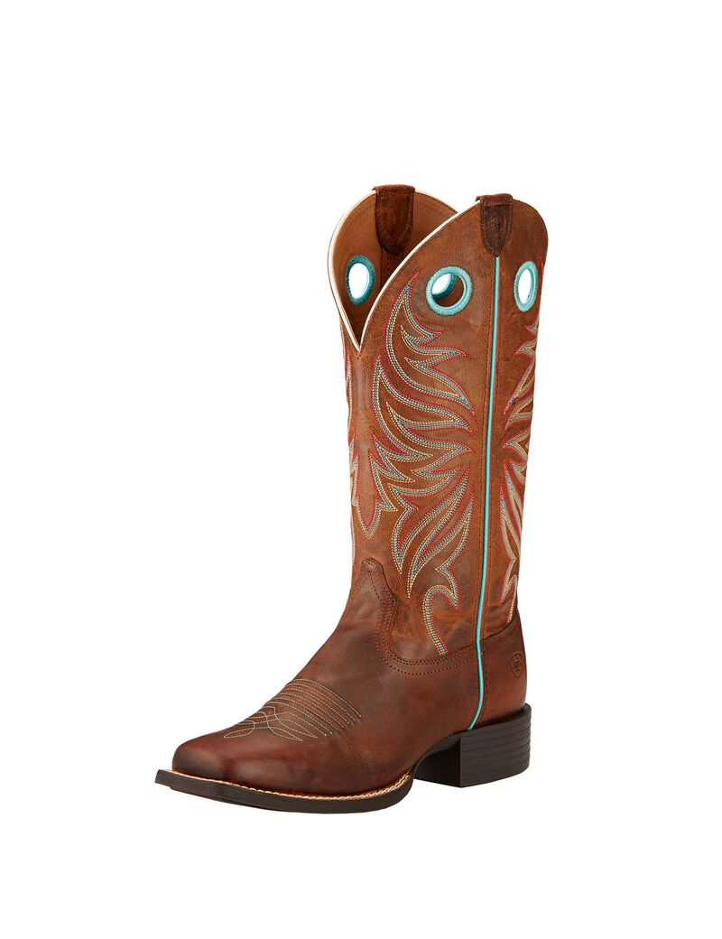 Bottes Western Ariat Round Up Ryder Marron Femme | OCN-46742020