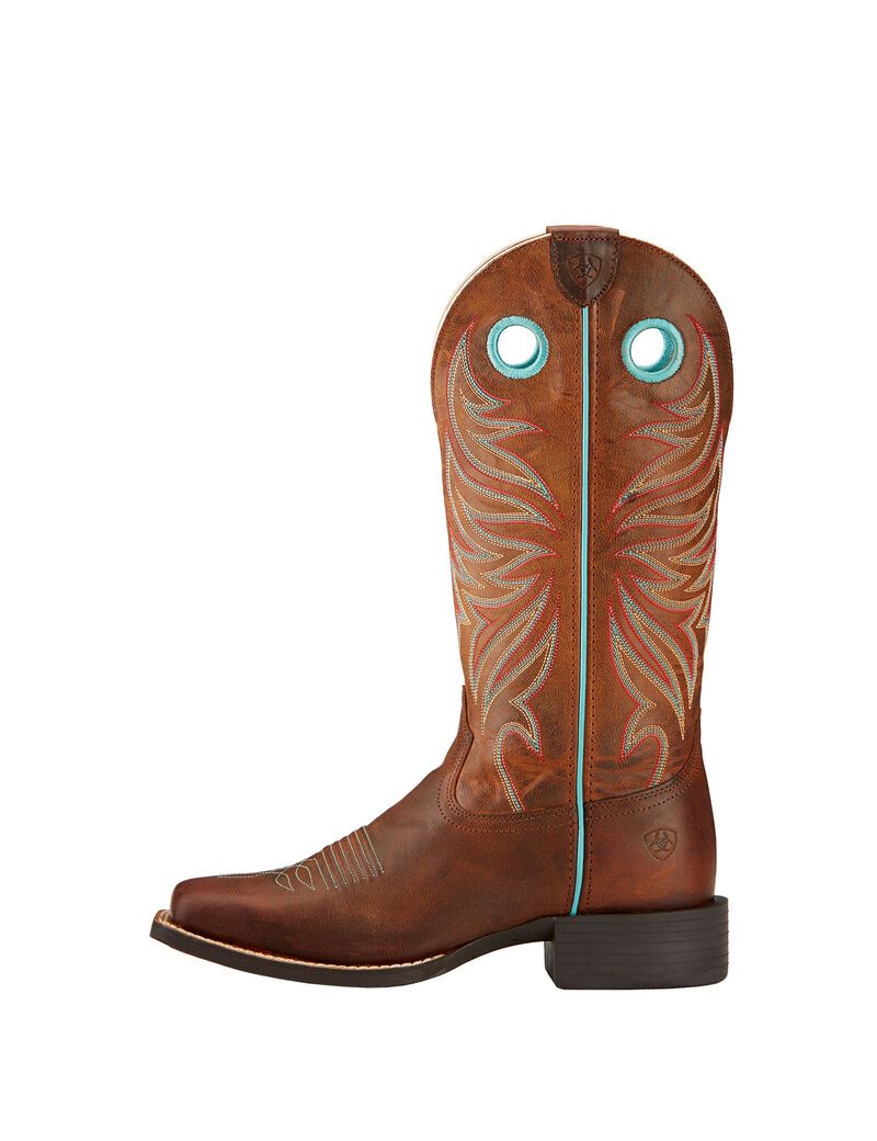 Bottes Western Ariat Round Up Ryder Marron Femme | OCN-46742020